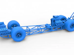 Front engine AWD dragster Scale 1 to 25 3D Print Model