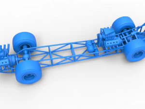 Front engine AWD dragster Scale 1 to 25 3D Print Model
