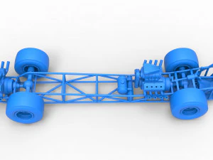 Front engine AWD dragster Scale 1 to 25 3D Print Model