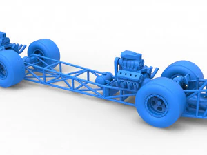 Front engine AWD dragster Scale 1 to 25 3D Print Model