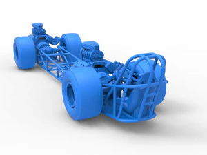 Front engine AWD dragster Scale 1 to 25 3D Print Model