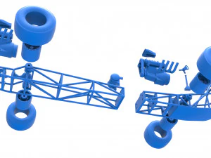 Front engine AWD dragster Scale 1 to 25 3D Print Model