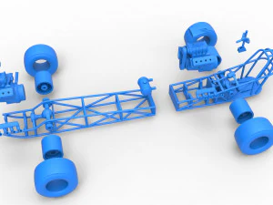 Front engine AWD dragster Scale 1 to 25 3D Print Model