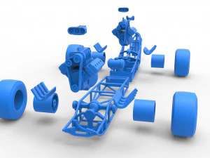 Front engine AWD dragster Scale 1 to 25 3D Print Model