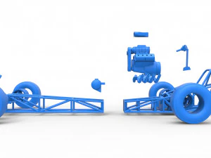 Front engine AWD dragster Scale 1 to 25 3D Print Model