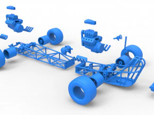 Front engine AWD dragster Scale 1 to 25 3D Print Model
