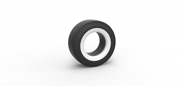 Whitewall rear tire of vintage dragster Version 2 Scale 1 to 25 Model Cetak 3D .c4d .max .obj .3ds .fbx .stl .blend 