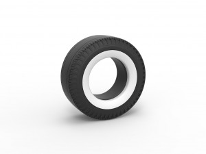 Whitewall rear tire of vintage dragster Version 2 Scale 1 to 25 3D Print Model