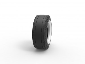 Whitewall rear tire of vintage dragster Version 2 Scale 1 to 25 Model Cetak 3D
