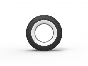 Whitewall rear tire of vintage dragster Version 2 Scale 1 to 25 Model Cetak 3D