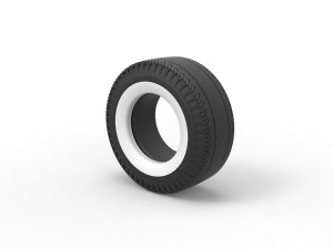 Whitewall rear tire of vintage dragster Version 2 Scale 1 to 25 Model Cetak 3D