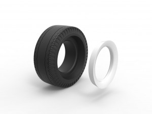 Whitewall rear tire of vintage dragster Version 2 Scale 1 to 25 Model Cetak 3D