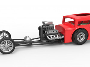 Front engine old school dragster with shell Scale 1 to 25 3D प्रिंट मॉडल