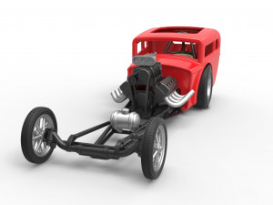 Front engine old school dragster with shell Scale 1 to 25 Modello di stampa 3D