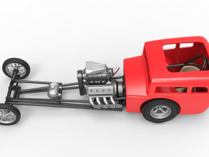 Front engine old school dragster with shell Scale 1 to 25 Modello di stampa 3D