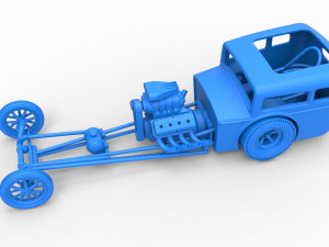 Front engine old school dragster with shell Scale 1 to 25 Modello di stampa 3D