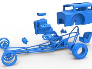 Front engine old school dragster with shell Scale 1 to 25 Modello di stampa 3D
