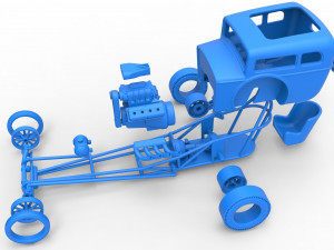 Front engine old school dragster with shell Scale 1 to 25 Modello di stampa 3D