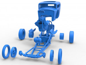 Front engine old school dragster with shell Scale 1 to 25 Modello di stampa 3D