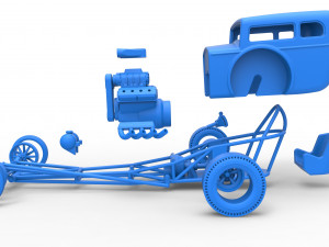 Front engine old school dragster with shell Scale 1 to 25 Modello di stampa 3D
