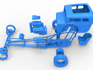 Front engine old school dragster with shell Scale 1 to 25 Modello di stampa 3D