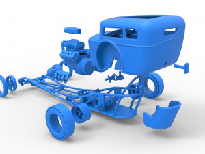 Front engine old school dragster with shell Scale 1 to 25 Modello di stampa 3D