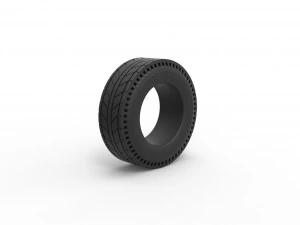 Rear tire of vintage dragster Version 6 Scale 1 to 25 3D Print Model