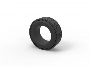 Rear tire of vintage dragster Version 6 Scale 1 to 25 3D Print Model
