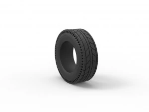 Rear tire of vintage dragster Version 6 Scale 1 to 25 3D Print Model