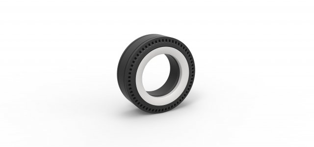 Whitewall rear tire of vintage dragster Version 3 Scale 1 to 25 3D-Druckmodell .c4d .max .obj .3ds .fbx .stl .blend 