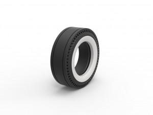 Whitewall rear tire of vintage dragster Version 3 Scale 1 to 25 3D-Druckmodell