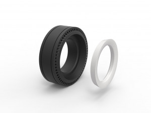 Whitewall rear tire of vintage dragster Version 3 Scale 1 to 25 3D-Druckmodell
