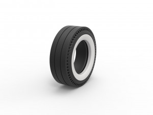 Whitewall rear tire of vintage dragster Version 4 Scale 1 to 25 3D Print Model