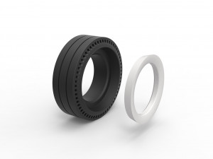 Whitewall rear tire of vintage dragster Version 4 Scale 1 to 25 3D Print Model