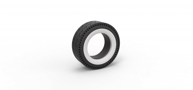 Whitewall rear tire of vintage dragster Version 5 Scale 1 to 25 3D प्रिंट मॉडल .c4d .max .obj .3ds .fbx .stl .blend 
