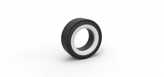 Whitewall rear tire of vintage dragster Version 5 Scale 1 to 25 3D Print Model .c4d .max .obj .3ds .fbx .stl .blend 