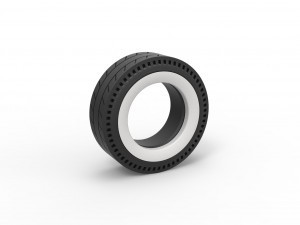 Whitewall rear tire of vintage dragster Version 5 Scale 1 to 25 Modelo de Impressão 3D