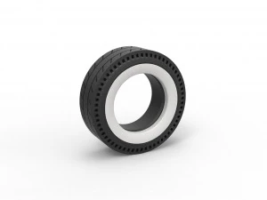 Біла задня шина старовинного драгстера Версія 5 Шкала від 1 до 25 3D Принт Модель