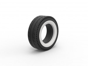 Whitewall rear tire of vintage dragster Version 5 Scale 1 to 25 3D प्रिंट मॉडल