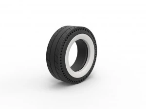 Whitewall rear tire of vintage dragster Version 5 Scale 1 to 25 3D Print Model