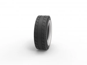 Whitewall rear tire of vintage dragster Version 5 Scale 1 to 25 3D Print Model