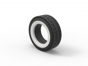 Whitewall rear tire of vintage dragster Version 5 Scale 1 to 25 3D प्रिंट मॉडल