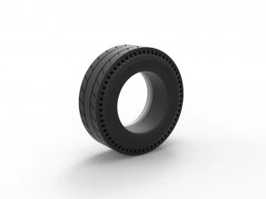 Whitewall rear tire of vintage dragster Version 5 Scale 1 to 25 3D Print Model