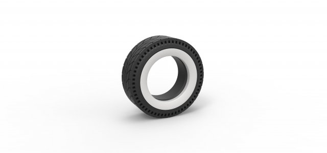 Whitewall rear tire of vintage dragster Version 6 Scale 1 to 25 3D Baskı Modeli .c4d .max .obj .3ds .fbx .stl .blend 