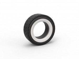 Whitewall rear tire of vintage dragster Version 6 Scale 1 to 25 3D Print Model