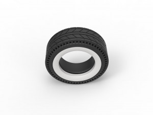 Whitewall rear tire of vintage dragster Version 6 Scale 1 to 25 3D Baskı Modeli