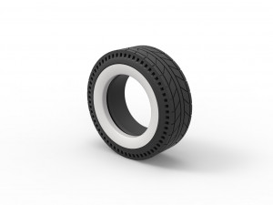 Whitewall rear tire of vintage dragster Version 6 Scale 1 to 25 3D Baskı Modeli