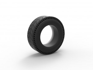 Whitewall rear tire of vintage dragster Version 6 Scale 1 to 25 3D Baskı Modeli