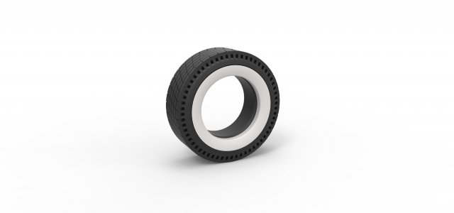 Whitewall rear tire of vintage dragster Version 7 Scale 1 to 25 3D-Druckmodell .c4d .max .obj .3ds .fbx .stl .blend 