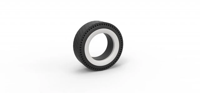 Whitewall rear tire of vintage dragster Version 7 Scale 1 to 25 3D Print Model .c4d .max .obj .3ds .fbx .stl .blend 